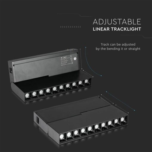 LED Μαγνητικό Φωτιστικό Ράγας 20W V-TAC Μαύρο CRI 90 24V 30° Φυσικό 4000K – 7965
