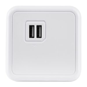 GloboStar® TRAVEL PowerCube PRO Certified 79642 Πολύπριζο 6 Θέσεων με 1.5m Kαλώδιο – 4 Πρίζες Ασφαλείας Childproof EU Schuko AC 220-240V & 2 Πρίζες USB Max 2.1A/DC 5V Μ7.5 x Π7.5 x Υ7.5 – Λευκό με Κόκκινο – Max Load 3680W/16A