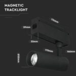 LED Μαγνητικό Φωτιστικό Ράγας 15W V-TAC Μαύρο CRI 90 24V 36° Θερμό 3000K – 7966