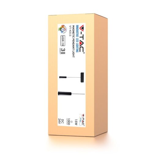LED Μαγνητικό Κρεμαστό Φωτιστικό Ράγας 15W V-TAC Μαύρο CRI 90 24V 36° Θερμό 3000K – 7968