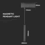 LED Μαγνητικό Κρεμαστό Φωτιστικό Ράγας 15W V-TAC Μαύρο CRI 90 24V 36° Φυσικό 4000K – 7969