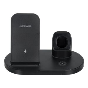 GloboStar® 79698 Επιτραπέζια Σταθερή Βάση Ασύρματης Φόρτισης Fast Charging για Κινητά – Earphones – Smart Watches 3 Καναλιών – 1 Channel 15W Max (Phone) – 2 Channel 3W (Airpod) – 3 Channel 2W (Watch)