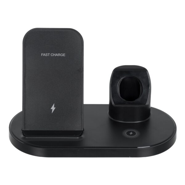 GloboStar® 79698 Επιτραπέζια Σταθερή Βάση Ασύρματης Φόρτισης Fast Charging για Κινητά – Earphones – Smart Watches 3 Καναλιών – 1 Channel 15W Max (Phone) – 2 Channel 3W (Airpod) – 3 Channel 2W (Watch)