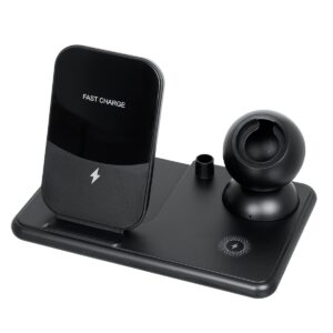GloboStar® 79699 Επιτραπέζια Σταθερή Βάση Ασύρματης Φόρτισης Fast Charging για Κινητά – Earphones – Smart Watches – Pencil 4 Καναλιών – 1 Channel 15W Max (Phone) – 2 Channel 3W (Airpod) – 3 Channel 2W (Watch) – 4 Channel 2W (Pencil)