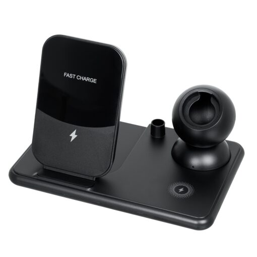 GloboStar® 79699 Επιτραπέζια Σταθερή Βάση Ασύρματης Φόρτισης Fast Charging για Κινητά – Earphones – Smart Watches – Pencil 4 Καναλιών – 1 Channel 15W Max (Phone) – 2 Channel 3W (Airpod) – 3 Channel 2W (Watch) – 4 Channel 2W (Pencil)