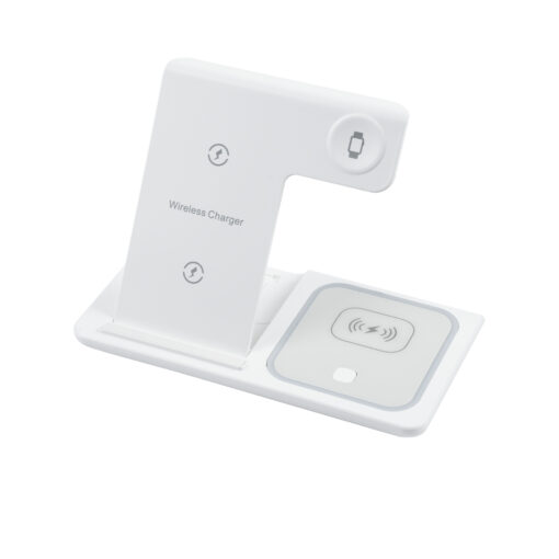 GloboStar® 79706 Επιτραπέζια Σταθερή Βάση Ασύρματης Φόρτισης Fast Charging για Κινητά – Earphones – Smart Watches 15W Max – Λευκό