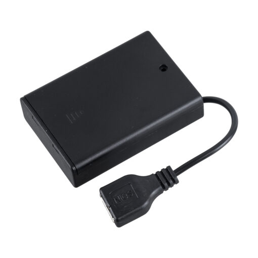 GloboStar® 79791 Box Τροφοδοσίας για Γιρλάντες LED USB 2.0 DC 5V με Μπαταρίες 3 x AA (Δεν Περιλαμβάνονται) & Διακόπτη On/Off – Μαύρο