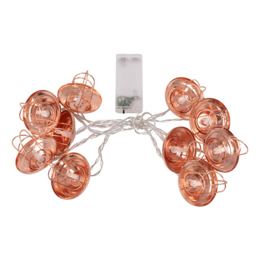 79807 Διακοσμητική Γιρλάντα Bronze Lamp 2 Μέτρα με Διακόπτη On/Off – 10 LED 1W με Μπαταρίες 2xAA & Διάφανο Καλώδιο IP20 Θερμό Λευκό 2700K Μ2m