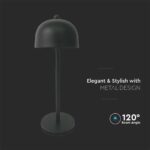 LED Επαναφορτιζόμενο Πορτατίφ V-TAC Μαύρο Σώμα Dimmable CCT – 7985