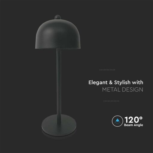 LED Επαναφορτιζόμενο Πορτατίφ V-TAC Μαύρο Σώμα Dimmable CCT – 7985