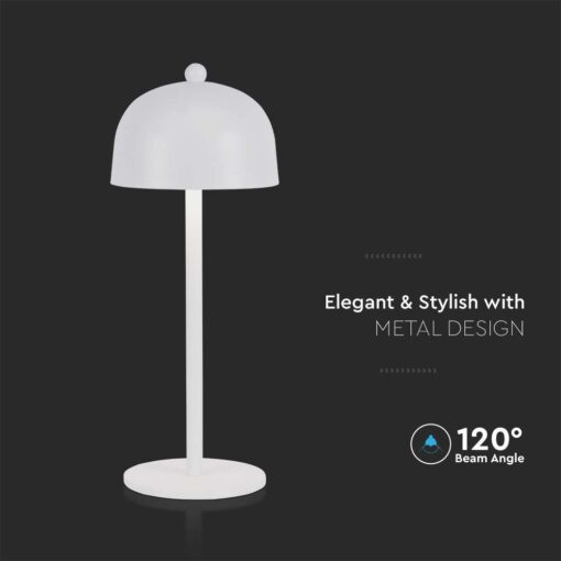 LED Επαναφορτιζόμενο Πορτατίφ V-TAC Λευκό Σώμα Dimmable CCT – 7986