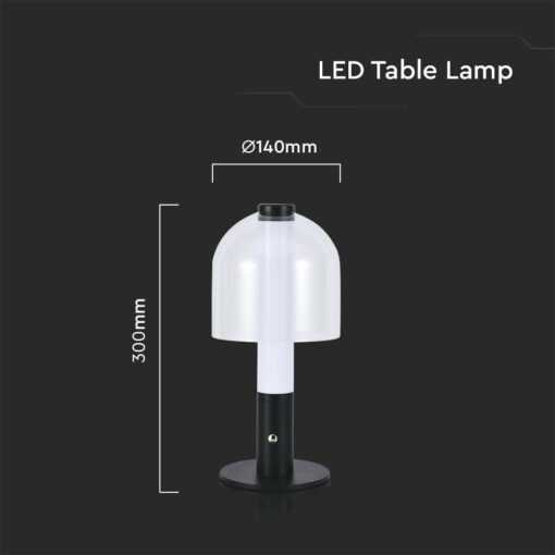 LED Επαναφορτιζόμενο Πορτατίφ V-TAC Dimmable με Μαύρο Σώμα CCT – 7988