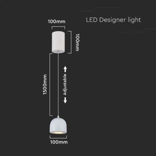 LED κρεμαστό φωτιστικό οροφής 8.5W 3000K θερμό λευκό με απαλό γκρι σώμα και On/Off αφής V-TAC – 7995