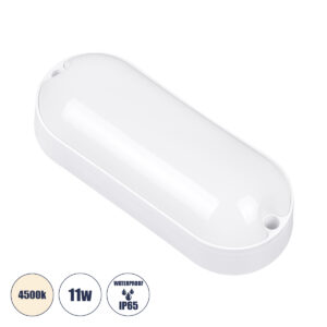 GloboStar® HOMIE 61001 LED Πλαφονιέρα Οροφής – Τοίχου Οβάλ 11W 939lm 150° AC 220-240V Αδιάβροχο IP65 Μ17 x Π7 x Υ4.5cm Φυσικό Λευκό 4500K – 3 Years Warranty