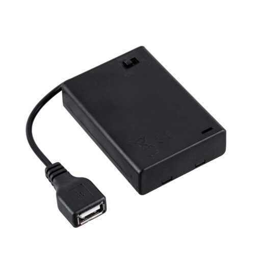 GloboStar® 79791 Box Τροφοδοσίας για Γιρλάντες LED USB 2.0 DC 5V με Μπαταρίες 3 x AA (Δεν Περιλαμβάνονται) & Διακόπτη On/Off – Μαύρο