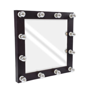 GloboStar® MAKEUP MIRROR-80×80-2 Μοντέρνος Καθρέπτης Μακιγιάζ με Πλαίσιο Φυσικού Ξύλου με Διακόπτη On/Off 12 x E27 AC220-240V – Μ80 x Π7 x Υ80cm – Καφέ Wenge