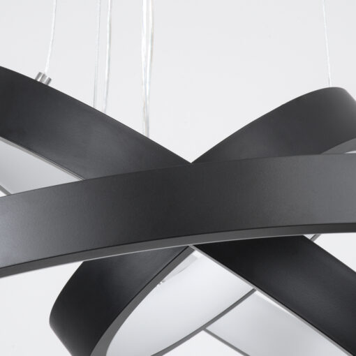 GloboStar® NEMESIS TRIO 61167-DECO Κρεμαστό Φωτιστικό Δαχτυλίδι-Κύκλος LED CCT 100W 12123lm 360° AC 220-240V – Εναλλαγή Φωτισμού μέσω Τηλεχειριστηρίου All In One Ψυχρό 6000k+Φυσικό 4500k+Θερμό 2700k Dimmable Φ25+40+60cm – Μαύρο – 3 Years Warranty