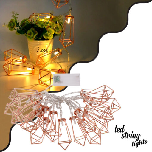 79804 Διακοσμητική Γιρλάντα Bronze Cone 3 Μέτρα με Διακόπτη On/Off – 20 LED 2W με Μπαταρίες 2xAA & Διάφανο Καλώδιο IP20 Θερμό Λευκό 2700K Μ3m