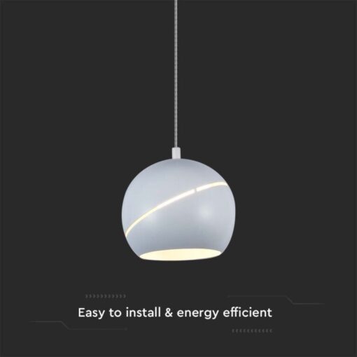 LED κρεμαστό φωτιστικό οροφής σφαίρα 8.5W 3000K θερμό λευκό με λευκό σώμα και On/Off αφής V-TAC – 8002