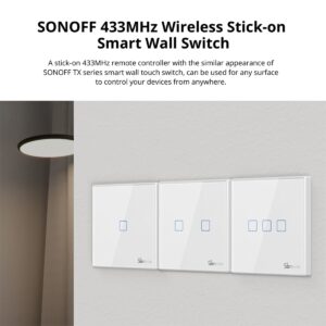 GloboStar® 80067 SONOFF T2EU3C-RF – 433MHz Wireless Smart Wall Touch Button Switch 3 Way – RF Series