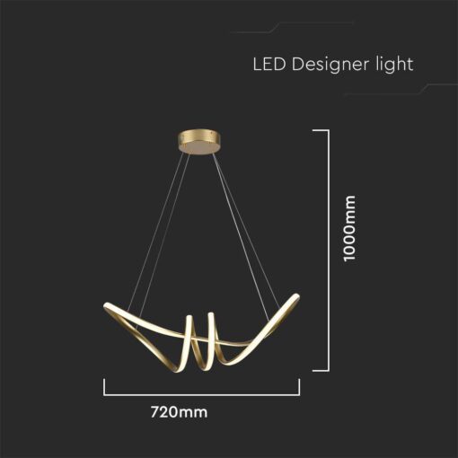 Κρεμαστό Φωτιστικό LED 24W Χρυσό V-TAC 3240lm Θερμό Λευκό 3000K – 8011