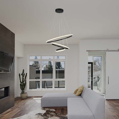 Κρεμαστό Φωτιστικό με 3 Κύκλους LED 32W Μαύρο V-TAC 3880lm Θερμό Λευκό 3000K – 8017