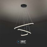 Κρεμαστό Φωτιστικό με 3 Κύκλους LED 32W Μαύρο V-TAC 3880lm Θερμό Λευκό 3000K – 8017