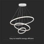 Κρεμαστό Φωτιστικό με 3 Κύκλους LED 32W Λευκό V-TAC 3880lm Θερμό Λευκό 3000K – 8018