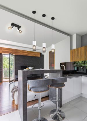 Επιτοίχιο Φωτιστικό Σποτ με Διακόπτη TOSH Trio Lighting 2x E14 Μαύρο-Άσπρο Ξύλο με Μεταλλικό Μαύρο Πλέγμα – 804370234