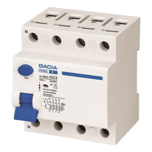 ΡΕΛΕ ΔΙΑΡΡΟΗΣ 4Χ63Α 6KA 30mA GACIA TYPE A EUROLAMP – 500-37513