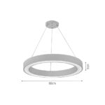 InLight Κρεμαστό φωτιστικό LED 88W 3CCT (by switch on base) σε λευκή απόχρωση D:80cm (6073-80-WH)