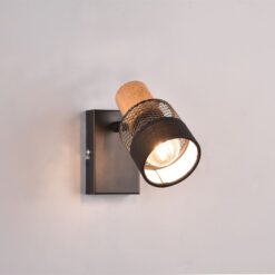 Επιτοίχιο Φωτιστικό NANDINI Trio Lighting 1x E14 Χρώματος Μαύρο Ματ & Ξύλο – 811700132