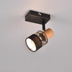 Επιτοίχιο Φωτιστικό NANDINI Trio Lighting 1x E14 Χρώματος Μαύρο Ματ & Ξύλο – 811700132