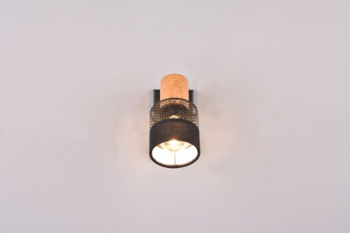 Επιτοίχιο Φωτιστικό NANDINI Trio Lighting 1x E14 Χρώματος Μαύρο Ματ & Ξύλο – 811700132