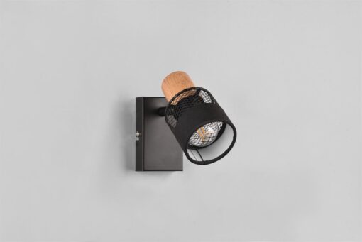 Επιτοίχιο Φωτιστικό NANDINI Trio Lighting 1x E14 Χρώματος Μαύρο Ματ & Ξύλο – 811700132