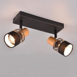 Φωτιστικό Οροφής NANDINI  Trio Lighting 2x E14 Μαύρο Ματ & Ξύλο – 811700232