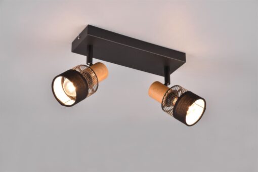 Φωτιστικό Οροφής NANDINI  Trio Lighting 2x E14 Μαύρο Ματ & Ξύλο – 811700232