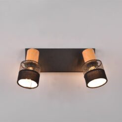 Φωτιστικό Οροφής NANDINI  Trio Lighting 2x E14 Μαύρο Ματ & Ξύλο – 811700232