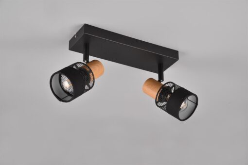 Φωτιστικό Οροφής NANDINI  Trio Lighting 2x E14 Μαύρο Ματ & Ξύλο – 811700232