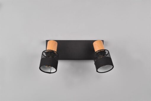 Φωτιστικό Οροφής NANDINI  Trio Lighting 2x E14 Μαύρο Ματ & Ξύλο – 811700232