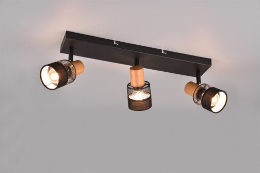 Φωτιστικό Οροφής NANDINI  Trio Lighting 3x E14 Μαύρο Ματ & Ξύλο – 811700332