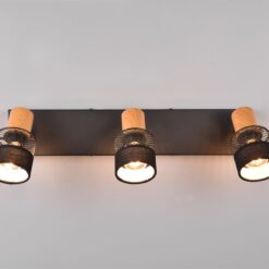 Φωτιστικό Οροφής NANDINI  Trio Lighting 3x E14 Μαύρο Ματ & Ξύλο – 811700332