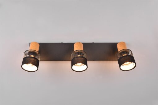 Φωτιστικό Οροφής NANDINI  Trio Lighting 3x E14 Μαύρο Ματ & Ξύλο – 811700332