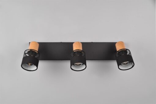 Φωτιστικό Οροφής NANDINI  Trio Lighting 3x E14 Μαύρο Ματ & Ξύλο – 811700332