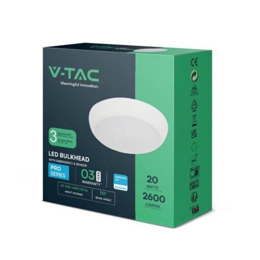 Φωτιστικό Οροφής 8W/16W/20W LED SAMSUNG 3IN1 IP65 V-TAC – 801-24VT