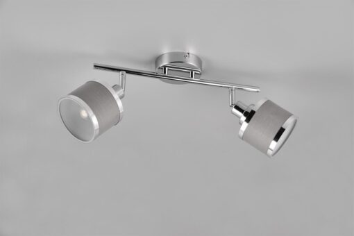 Φωτιστικό Οροφής Trio Lighting 2x E14 Χρώματος Χρώμιο με Γκρι Αμπαζουρ – 812100206