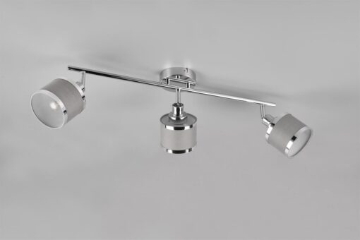 Φωτιστικό Οροφής Trio Lighting 3x E14 Χρώματος Χρώμιο με Γκρι Αμπαζουρ – 812100306