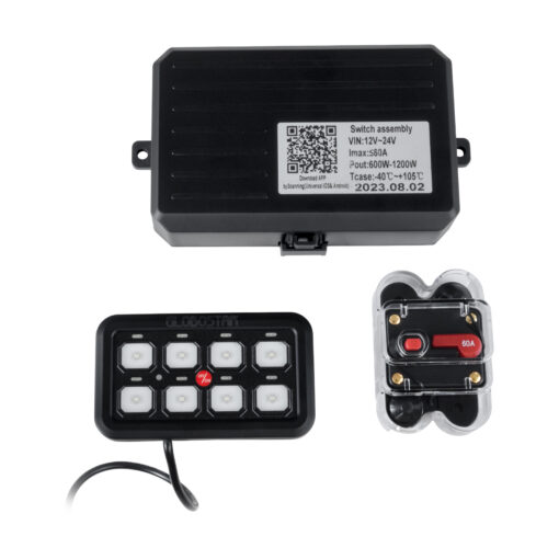 GloboStar® 81503 Ψηφιακό Πάνελ Ελέγχου Φωτισμού DIY Bluetooth για Οχήματα με 8 Διακόπτες On/Off DC 12-24V Max 1200W 60A Αδιάβροχο IP65 Μ12 x Π7 x Υ1.5cm – 2 Χρόνια Εγγύηση