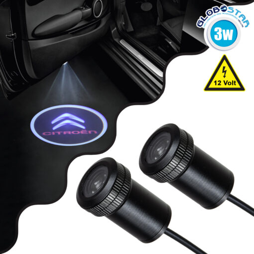 GloboStar® 81604 CITROEN Ghost Car Brand Logo Projector – Προτζέκτορας Προβολής Μάρκας Αυτοκινήτου LED CREE XHP35 3W 240lm 120° DC 12V IP20 Ψυχρό Λευκό 6000K