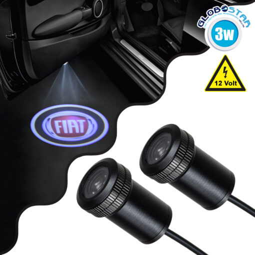 GloboStar® 81606 FIAT Ghost Car Brand Logo Projector – Προτζέκτορας Προβολής Μάρκας Αυτοκινήτου LED CREE XHP35 3W 240lm 120° DC 12V IP20 Ψυχρό Λευκό 6000K